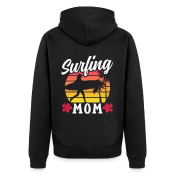 Surfing Mama Planche de surf Surfer Surfing Surf - Veste à capuche bio Premium Unisexe - noir - Dos - Nico (187cm)