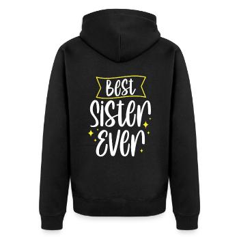 Beste Schwester Aller Zeiten Freund Schwestern - Unisex Premium Bio Zip Hoodie - Schwarz - Hinten - Nico (187cm)