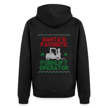Certified Forklift Truck Operator - Unisex Premium Bio Zip Hoodie - Schwarz - Hinten - Nico (187cm)