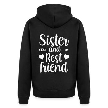 Sister And Best Friend Freund Schwester Team - Unisex Premium Organic Zip Hoodie - black - Back - Nico (187cm)