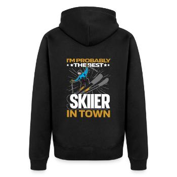 Skiing Apres Ski Fun - Unisex Premium Organic Zip Hoodie - black - Back - Nico (187cm)