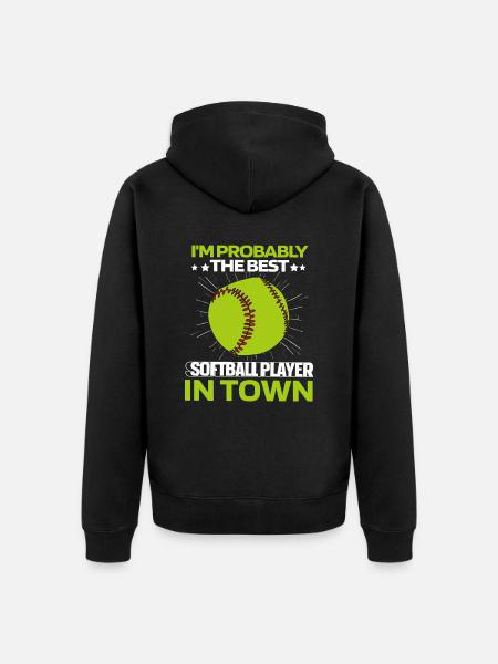 Softball - Unisex Premium Organic Zip Hoodie - black