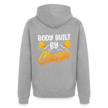 Körper Aus Käse Liebe Süß Sprüche Liebhaber - Unisex Premium Bio Zip Hoodie - Grau meliert - Hinten - Nico (187cm)