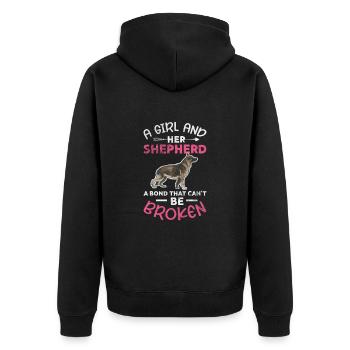 German Shepherd Girl Dog Pet Gift - Unisex Premium Organic Zip Hoodie - black - Back - Nico (187cm)
