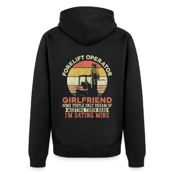 Certified Forklift Truck Operator - Unisex Premium Organic Zip Hoodie - black - Back - Nico (187cm)