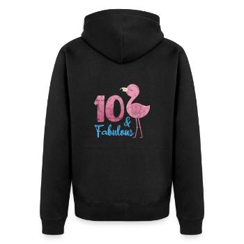10th birthday Flamingo - Unisex Premium Organic Zip Hoodie - black - Back - Nico (187cm)