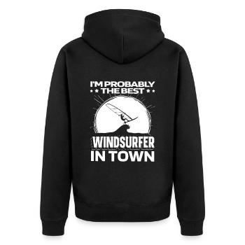 Windsurfing Windsurfer Funny - Unisex Premium Organic Zip Hoodie - black - Back - Nico (187cm)