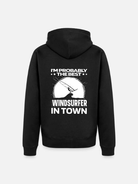 Windsurfing Windsurfer Funny - Unisex Premium Organic Zip Hoodie - black