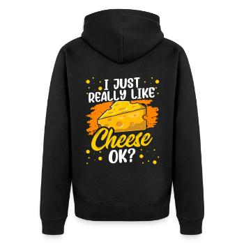 J’aime le fromage juste très amoureux amour doux - Veste à capuche bio Premium Unisexe - noir - Dos - Nico (187cm)