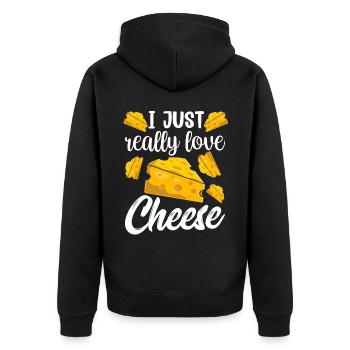 I love cheese just very sayings lovers sweet - Unisex Premium Organic Zip Hoodie - black - Back - Nico (187cm)
