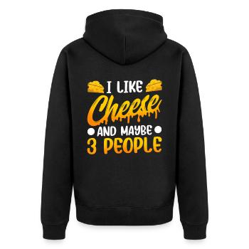 J’aime le fromage et peut-être 3 personnes amateurs sucrés - Veste à capuche bio Premium Unisexe - noir - Dos - Nico (187cm)