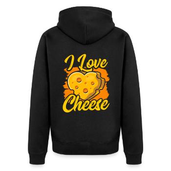 Ich Liebe Käse Sprüche Liebhaber Süß - Unisex Premium Bio Zip Hoodie - Schwarz - Hinten - Nico (187cm)