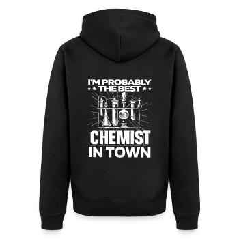 Chemistry Chemist Lustig - Unisex Premium Organic Zip Hoodie - black - Back - Nico (187cm)