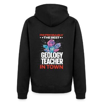Geology Geologist Lustig - Unisex Premium Organic Zip Hoodie - black - Back - Nico (187cm)