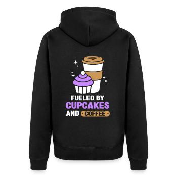 Angetrieben Von Cupcakes Und Kaffee Cupcake Essen - Unisex Premium Bio Zip Hoodie - Schwarz - Hinten - Nico (187cm)