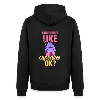 J’aime vraiment les cupcakes cupcakes sucrés - Veste à capuche bio Premium Unisexe - noir - Dos - Nico (187cm)