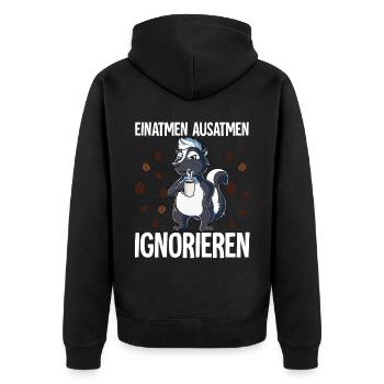 Einatmen Ausatmen Ignorieren Kaffee Stinktier - Unisex Premium Bio Zip Hoodie - Schwarz - Hinten - Nico (187cm)