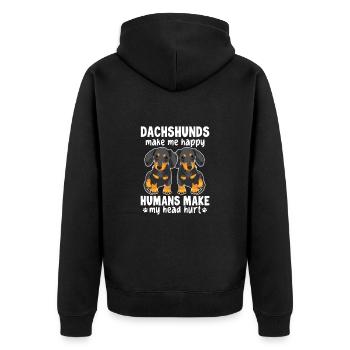 Dachshund Dog Dogs Dachshund Teckel Gift - Unisex Premium Organic Zip Hoodie - black - Back - Nico (187cm)