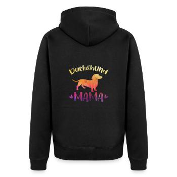 Dachshund Mama - Unisex Premium Organic Zip Hoodie - black - Back - Nico (187cm)
