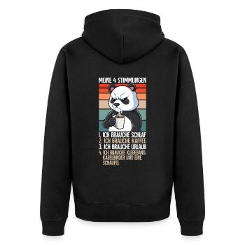 Meine 4 Stimmungen Kaffee Panda - Unisex Premium Bio Zip Hoodie - Schwarz - Hinten - Nico (187cm)