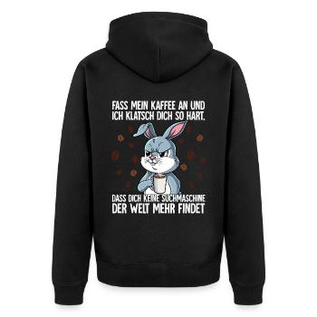 Fass mein Kaffee an und ich klatsch dich Kaffee - Unisex Premium Bio Zip Hoodie - Schwarz - Hinten - Nico (187cm)