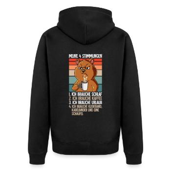 Meine 4 Stimmungen Kaffee Quokka - Unisex Premium Bio Zip Hoodie - Schwarz - Hinten - Nico (187cm)