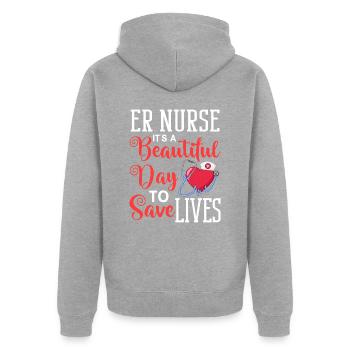 Emergency Department Emergency Nurse First Aid - Unisex Premium Organic Zip Hoodie - heather grey - Back - Nico (187cm)