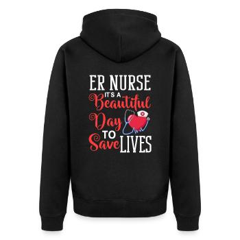 Infirmière d’urgence Premiers soins - Veste à capuche bio Premium Unisexe - noir - Dos - Nico (187cm)