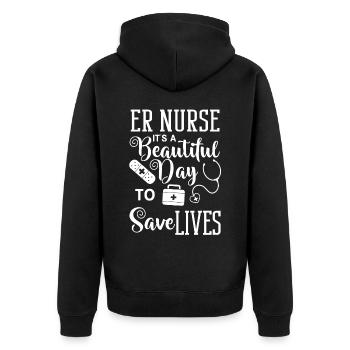 Infirmière d’urgence Premiers soins - Veste à capuche bio Premium Unisexe - noir - Dos - Nico (187cm)