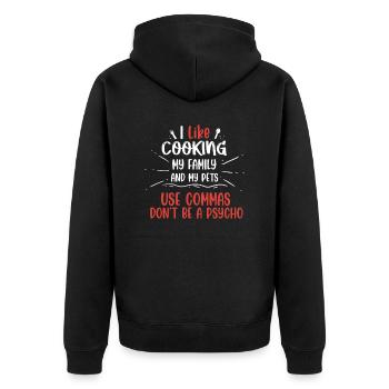 Punctuation Saves Lives I Funny English Grammar - Unisex Premium Bio Zip Hoodie - Schwarz - Hinten - Nico (187cm)
