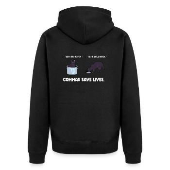 Punctuation Saves Lives I Funny English Grammar - Unisex Premium Bio Zip Hoodie - Schwarz - Hinten - Nico (187cm)