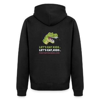 Punctuation Saves Lives I Funny English Grammar - Unisex Premium Bio Zip Hoodie - Schwarz - Hinten - Nico (187cm)