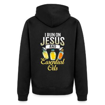 Essential Oil Diffuser Aromatherapy Plants - Unisex Premium Organic Zip Hoodie - black - Back - Nico (187cm)