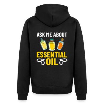Essential Oil Diffuser Aromatherapy Plants - Unisex Premium Organic Zip Hoodie - black - Back - Nico (187cm)