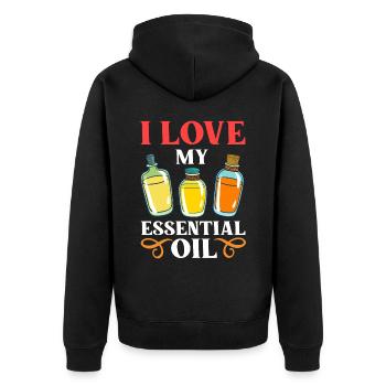 Essential Oil Diffuser Aromatherapy Plants - Unisex Premium Organic Zip Hoodie - black - Back - Nico (187cm)