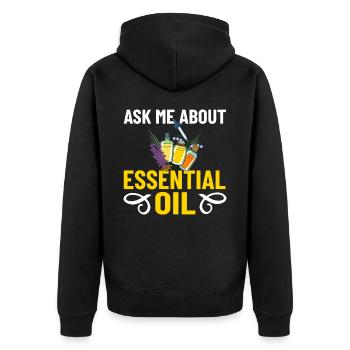Essential Oil Diffuser Aromatherapy Plants - Unisex Premium Organic Zip Hoodie - black - Back - Nico (187cm)