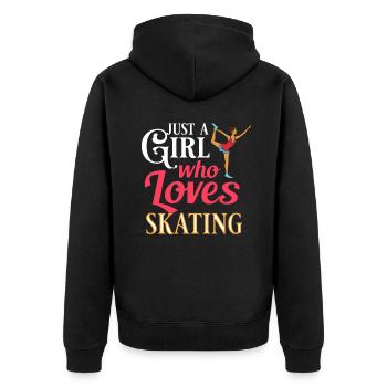 Eiskunstlauf Eisläufer Schlittschuhe Eislaufen - Unisex Premium Bio Zip Hoodie - Schwarz - Hinten - Nico (187cm)