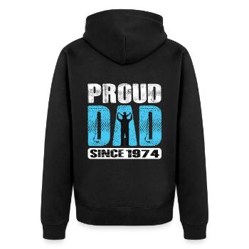 Fier papa depuis 1974 - Veste à capuche bio Premium Unisexe - noir - Dos - Nico (187cm)