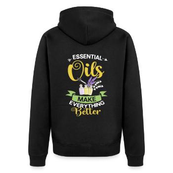Essential Oil Diffuser Aromatherapy Plants - Unisex Premium Organic Zip Hoodie - black - Back - Nico (187cm)