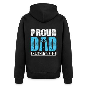 Fier papa depuis 1983 - Veste à capuche bio Premium Unisexe - noir - Dos - Nico (187cm)