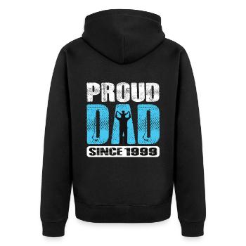 Proud Dad Since 1999 - Unisex Premium Bio Zip Hoodie - Schwarz - Hinten - Nico (187cm)