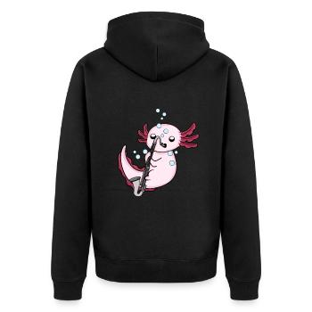 Bassklarinette Axolotl Big Band Kinder Orchester - Unisex Premium Bio Zip Hoodie - Schwarz - Hinten - Nico (187cm)