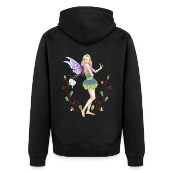 Natur Fantasy Elfe Fee Feen Märchen Kinder Kind - Unisex Premium Bio Zip Hoodie - Schwarz - Hinten - Nico (187cm)
