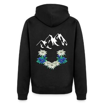 Austria Switzerland Mountains Mountains Gentian Edelweiss - Unisex Premium Organic Zip Hoodie - black - Back - Nico (187cm)