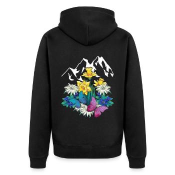 Austria Tyrol Spring Nature Nature Lovers Alm - Unisex Premium Organic Zip Hoodie - black - Back - Nico (187cm)