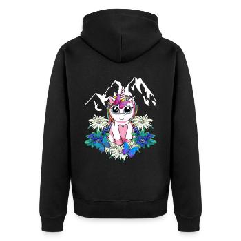 Alpes Licorne Printemps Animaux mythiques Alm Enfants - Veste à capuche bio Premium Unisexe - noir - Dos - Nico (187cm)