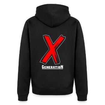 Generation X Letters/X Symbol Text Gift - Unisex Premium Organic Zip Hoodie - black - Back - Nico (187cm)