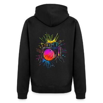 Schlagzeug, Schlagzeuger - Unisex Premium Bio Zip Hoodie - Schwarz - Hinten - Nico (187cm)