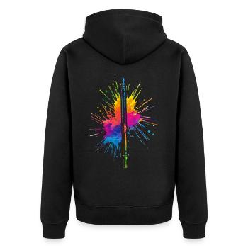 Flûte, Jouer de la flûte, - Veste à capuche bio Premium Unisexe - noir - Dos - Nico (187cm)