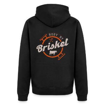 Smokoligist, BBQ, Grill, - Unisex Premium Organic Zip Hoodie - black - Back - Nico (187cm)